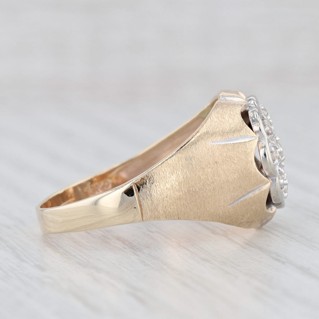 Light Gray 0.23ctw Diamond Belcher Men's Ring 10k Gold Size 13.5 Vintage