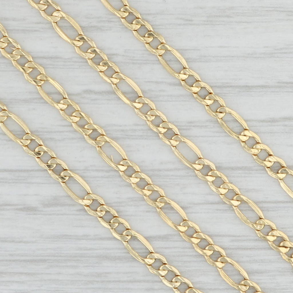 Light Gray New 22" Figaro Chain Necklace 14k Yellow Gold 3.5mm Lobster Clasp