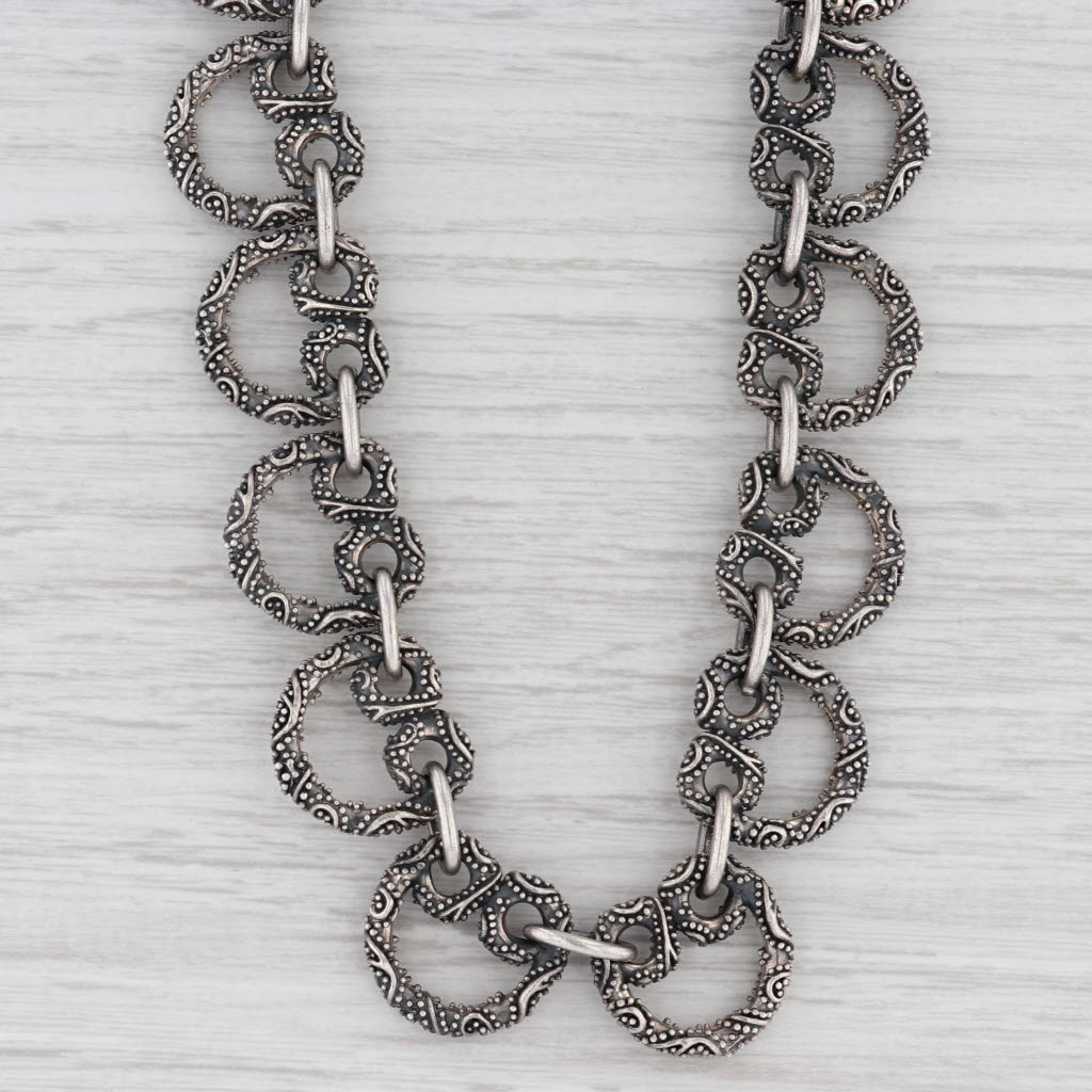 Light Gray New Ornate Gothic Statement Necklace Sterling Silver Cross Charm 18-20”