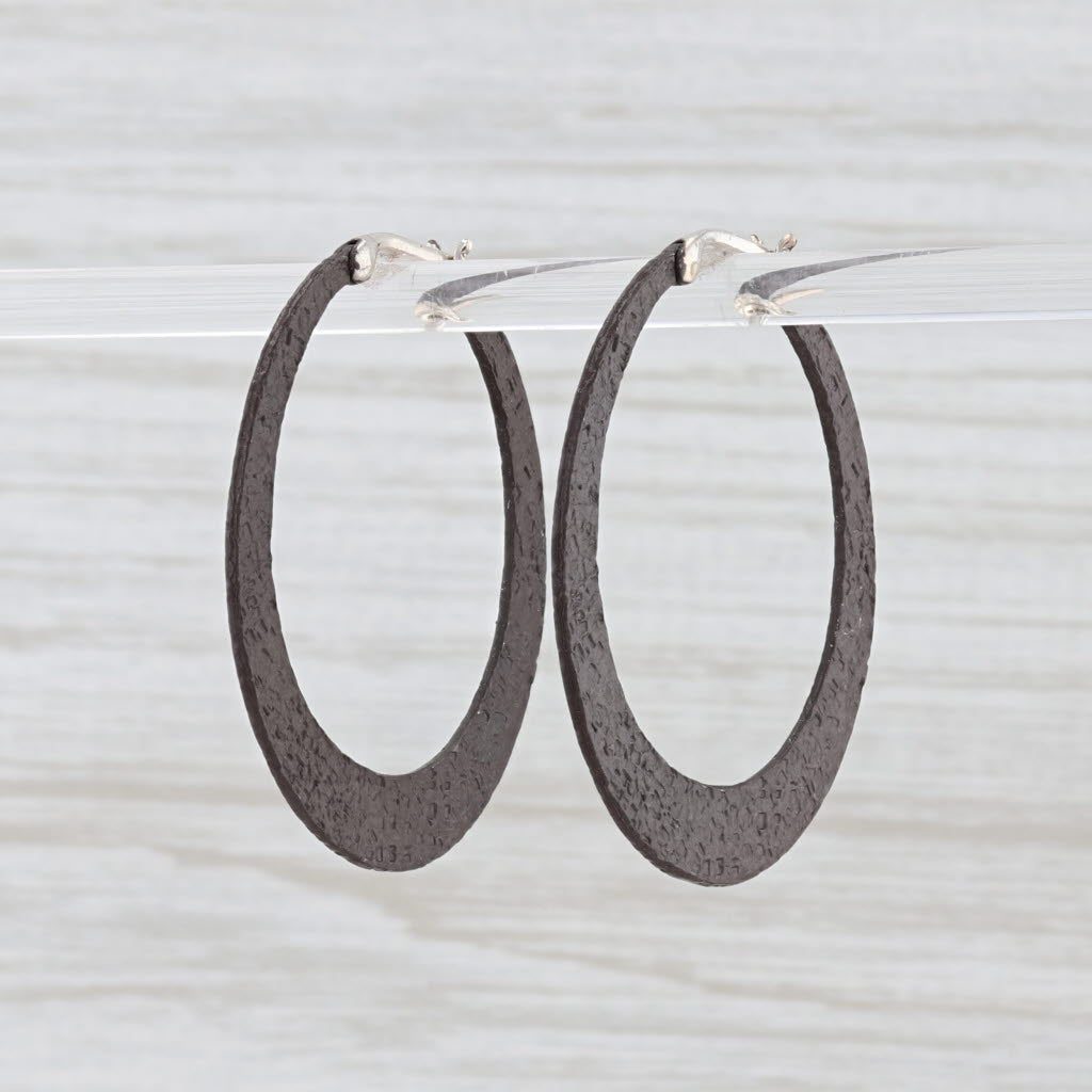 Light Gray New Nina Nguyen Hammered Hoop Earrings Oxidized Sterling Silver Snap Top