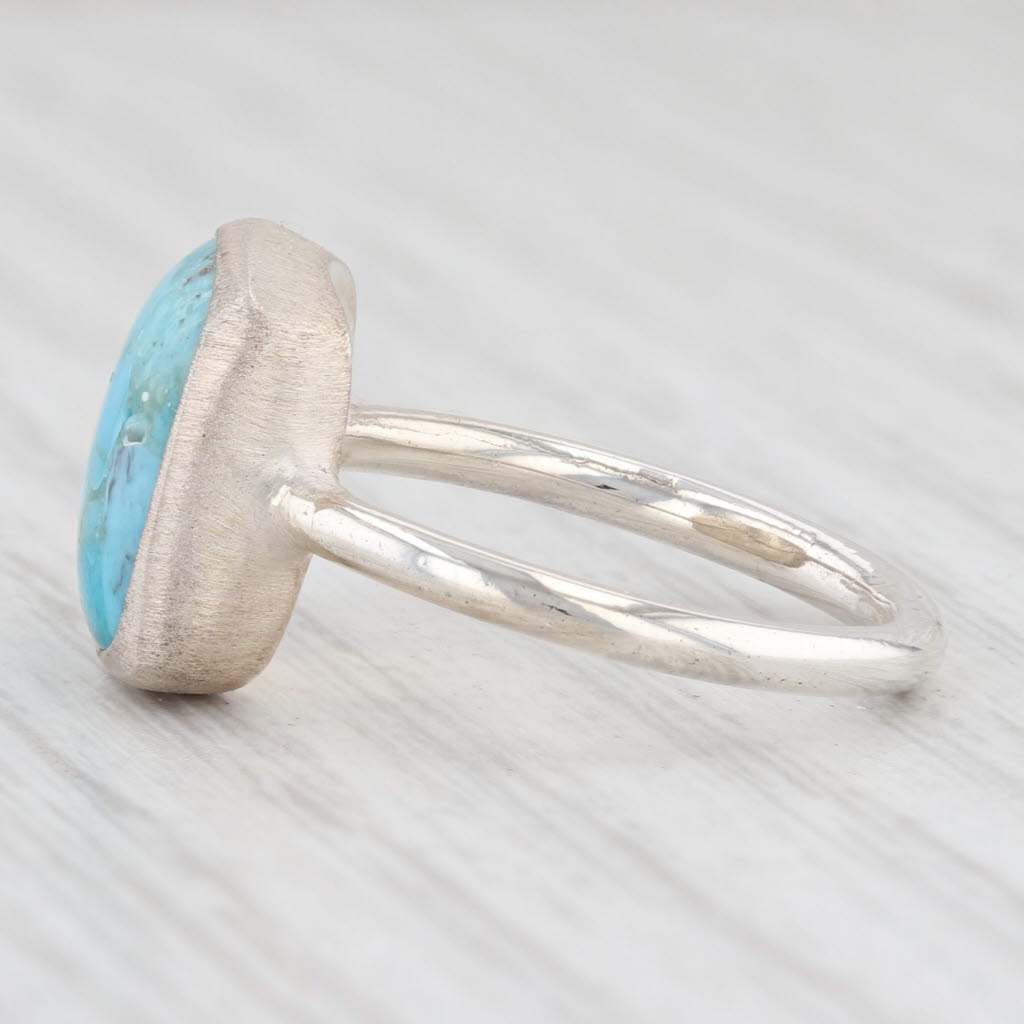 Light Gray New Nina Nguyen Marbled Turquoise Ring Size 7 Sterling Silver