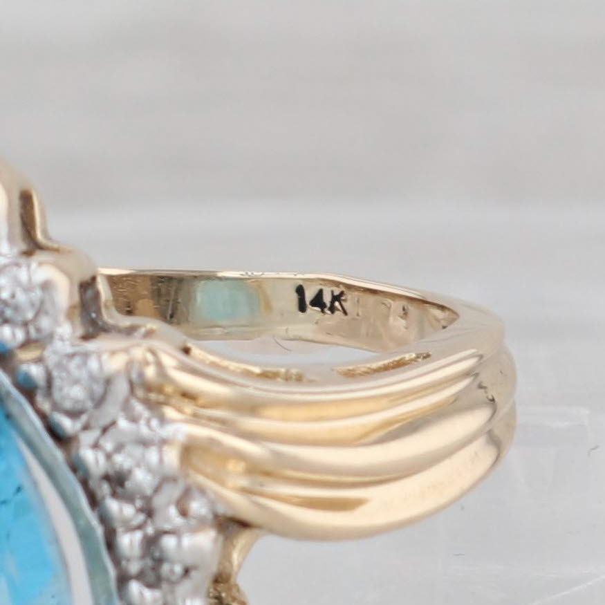 Gray 7.30ctw Teardrop Blue Topaz Diamond Ring 14k Yellow Gold Size 5 Cocktail