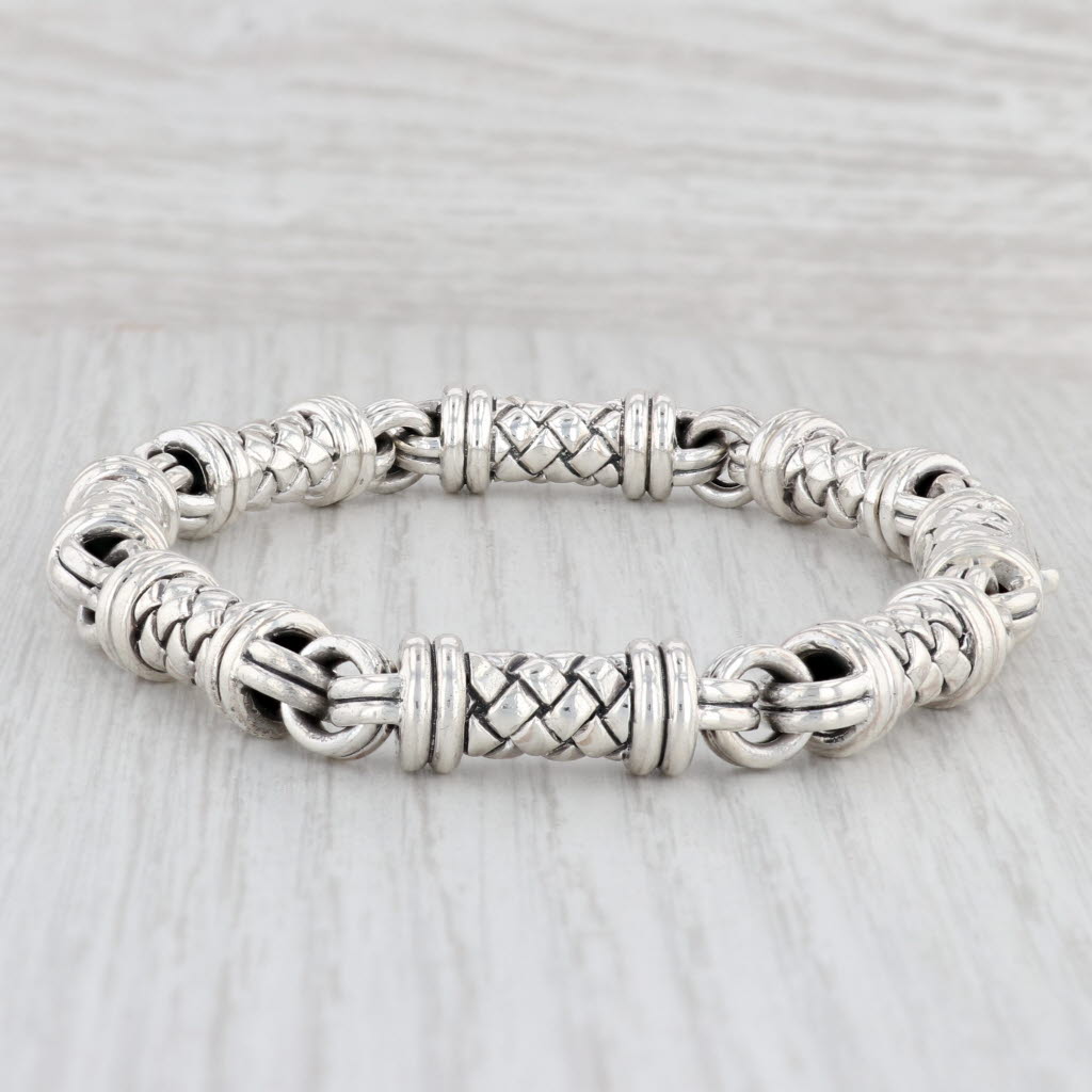 Light Gray Scotty Kay 8.25" Statement Bracelet Sterling Silver 925 8.6mm