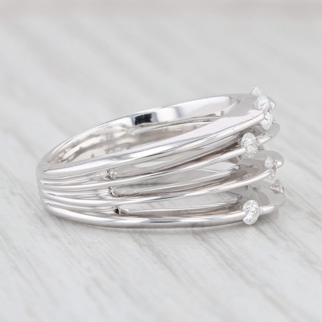 Light Gray 0.46ctw Diamond Orbit Ring 14k White Gold Cocktail Size 7 Multi-Band