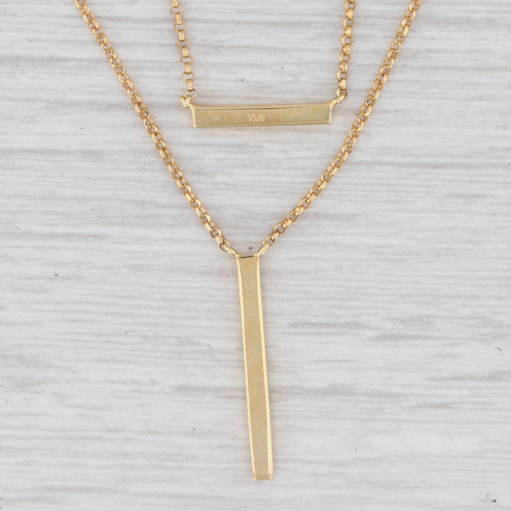 Light Gray New Diamond Journey 2-Chain Layer Necklace 18k Yellow Gold Cable Chain 14-18"