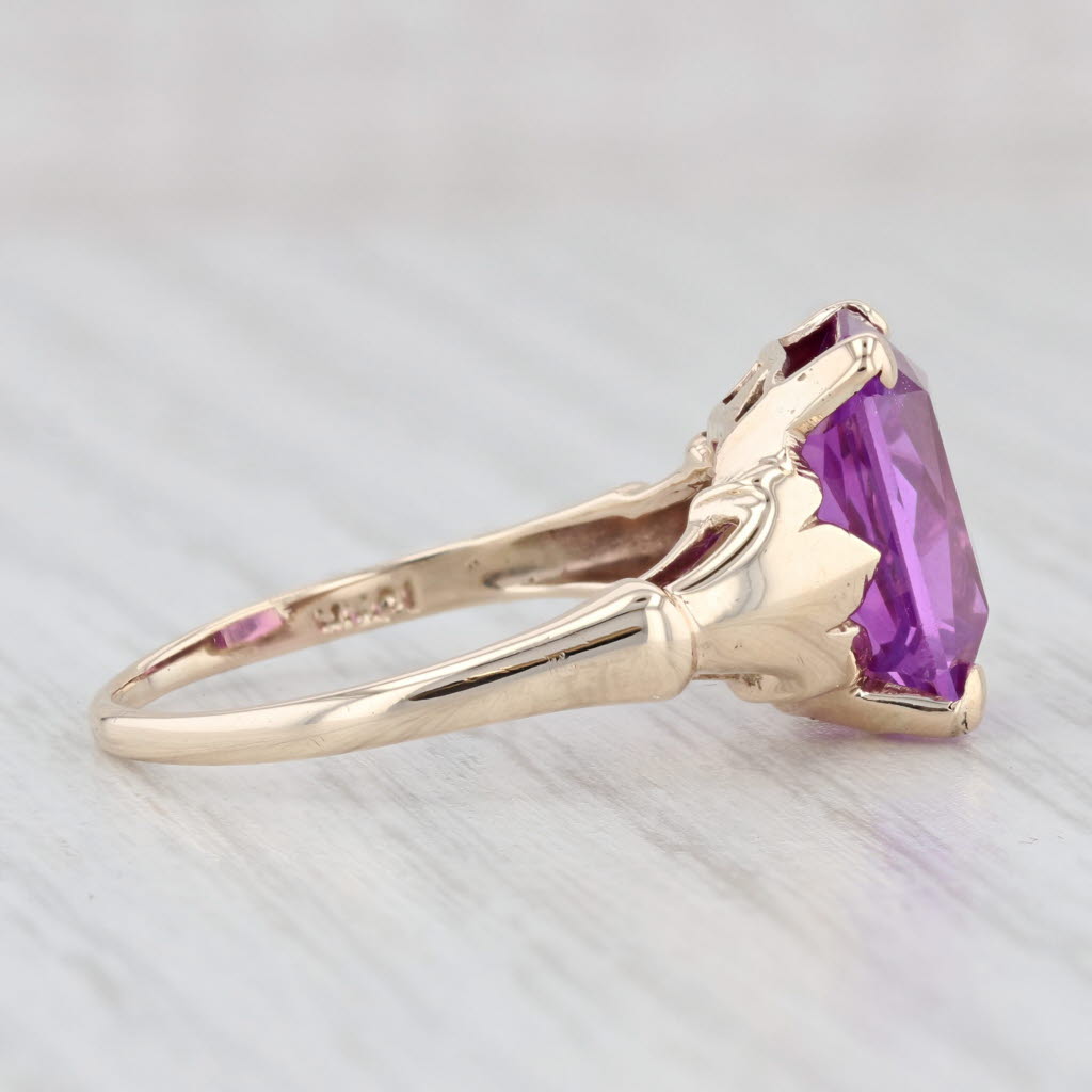 Light Gray 7.30ct Vintage Lab Created Purple Sapphire Solitaire Ring 10k Yellow Gold Sz 9.5