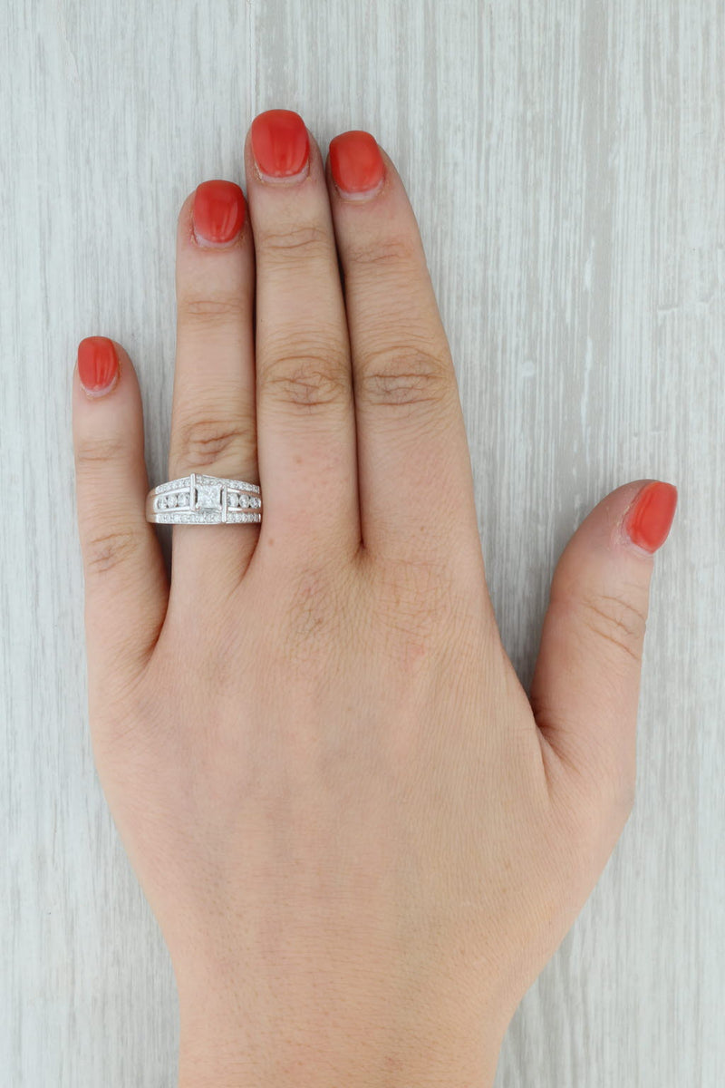 Gray 0.75ctw Princess Diamond Engagement Ring 14k White Gold Size 8.25