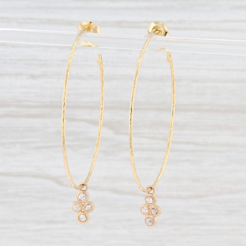 Light Gray New Nina Nguyen Hoop Earrings Interchangeable Diamond Charms 18k Yellow Gold
