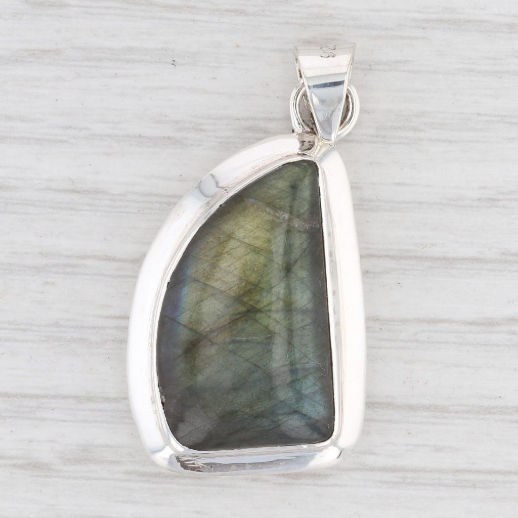 Light Gray New Labradorite Pendant 925 Sterling Silver Statement Drop
