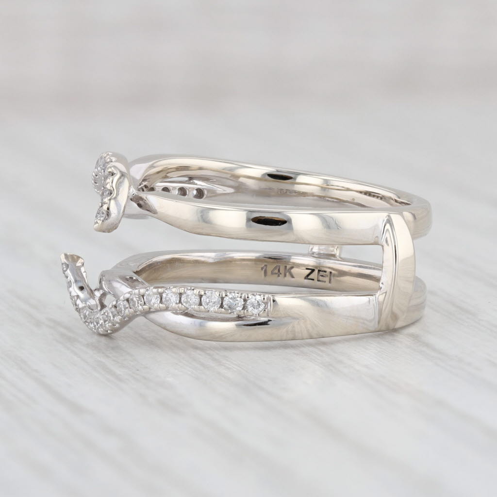 Light Gray 0.18ctw Diamond Ring Jacket 14k White Gold Guard Wrap Size 6.75 Wedding Band