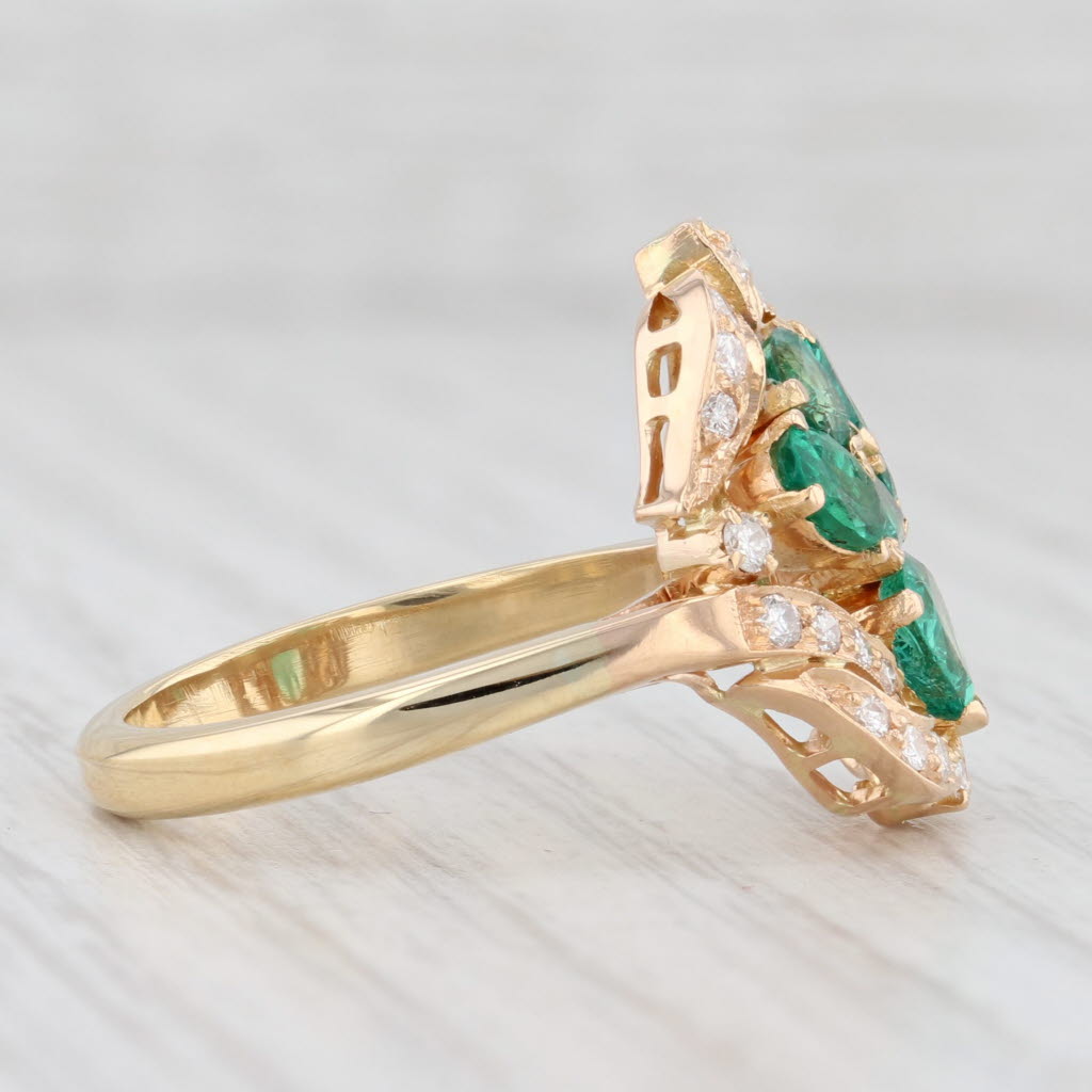 Light Gray 1.68ctw Emerald Diamond Ring 18k Yellow Gold Size 7.5 Gemstone Cocktail