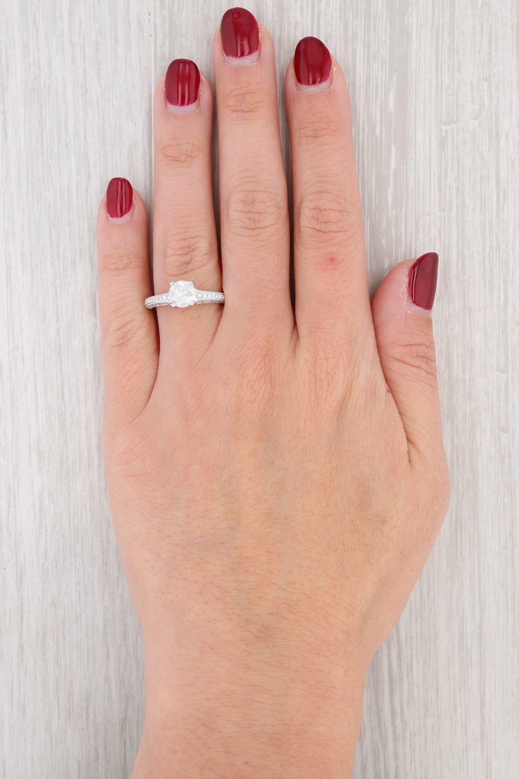 Gray New 1.21ctw Diamond Ring 14k White Gold Size 6.5 Round Solitaire