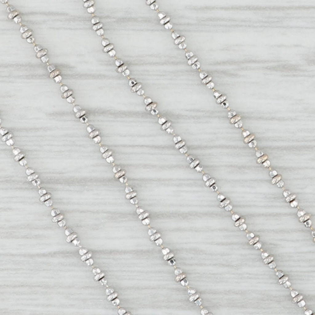Light Gray 16” Bead Chain Necklace 750 18k White Gold 1.4mm Lobster Clasp
