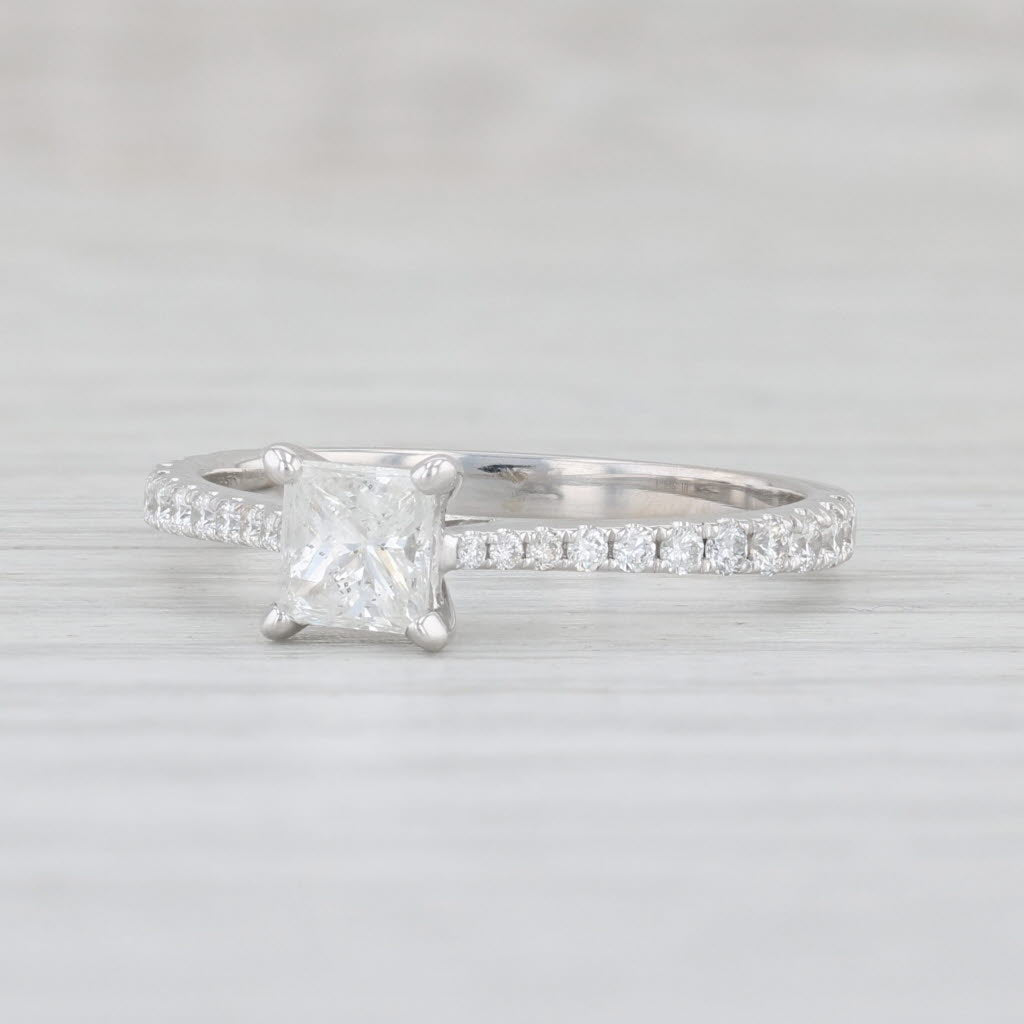 Light Gray New 0.73ctw Diamond Ring 14k White Gold Size 6.75 Princess Solitaire