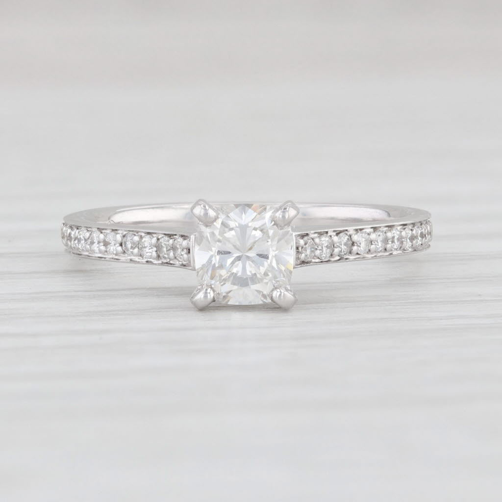 Light Gray 0.65ctw Cushion Diamond Engagement Ring 14k White Gold Size 5.25 GIA Copy