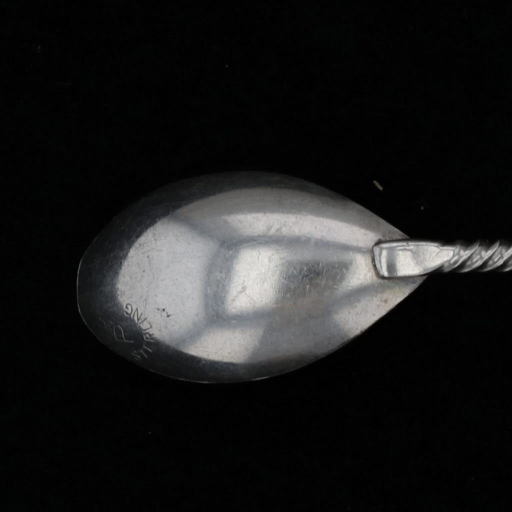 Black Antique Decorative Spoon Sterling Silver Twist Floral Handle