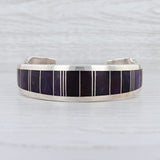 Light Gray Purple Sugilite Mosaic Cuff Bracelet Sterling Silver Navajo Native American