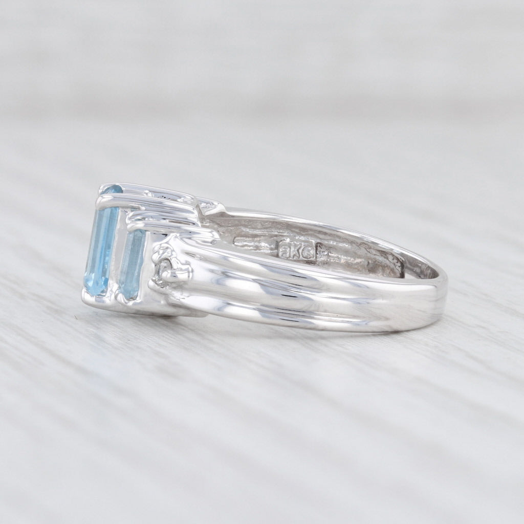 Light Gray New 1.38ctw Aquamarine Diamond Ring 14k White Gold Size 6.5 3-Stone March