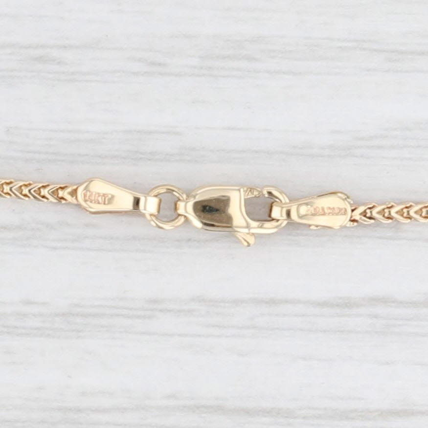 Light Gray 28.5" Long Wheat Chain Necklace 14k Yellow Gold 1.4mm