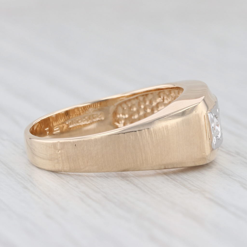 Light Gray 0.15ctw 3-Stone Diamond Ring 14k Gold Vintage Wedding Size 10.5