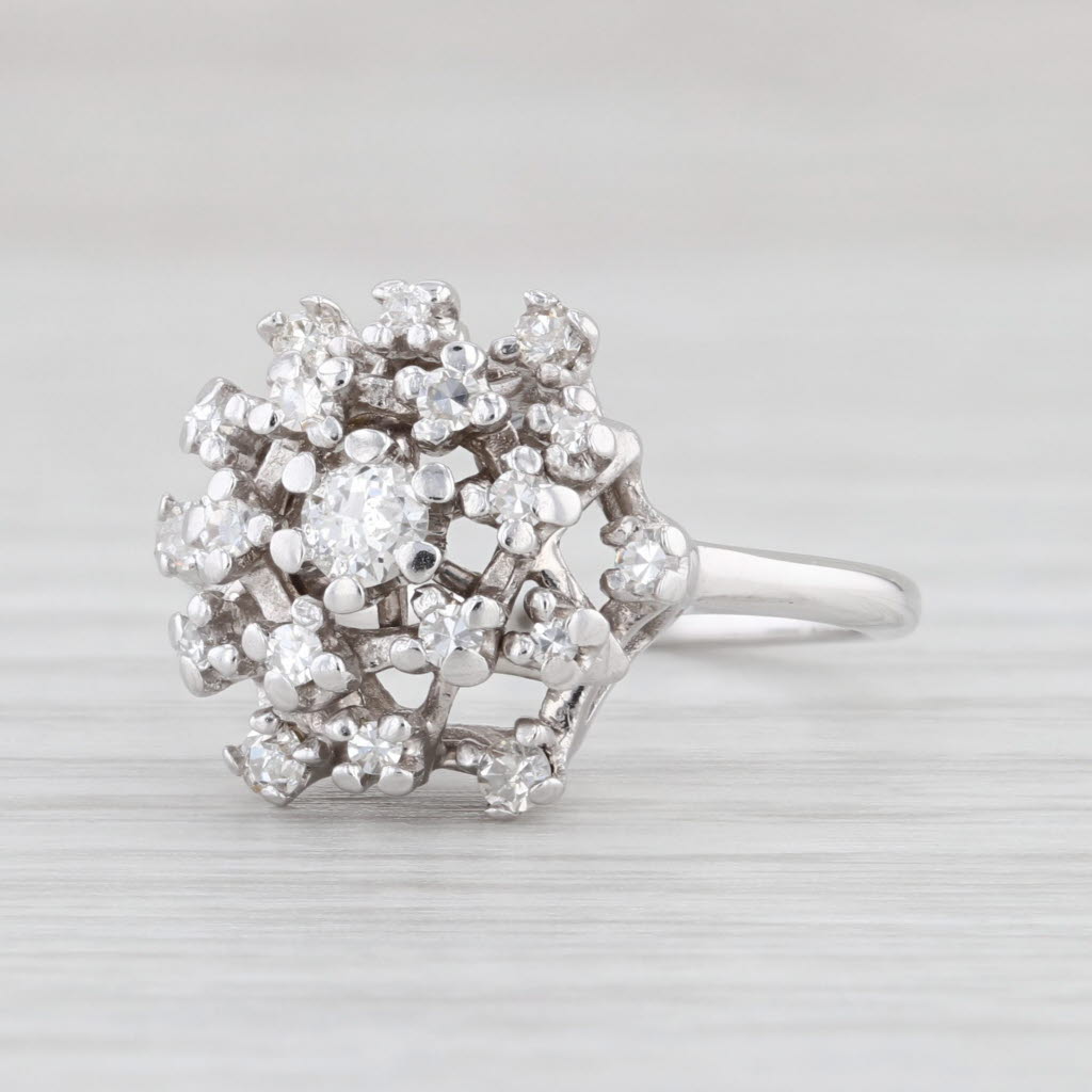 Light Gray Vintage 0.37ctw Diamond Cluster Ring 14k White Gold Size 6.5 Engagement