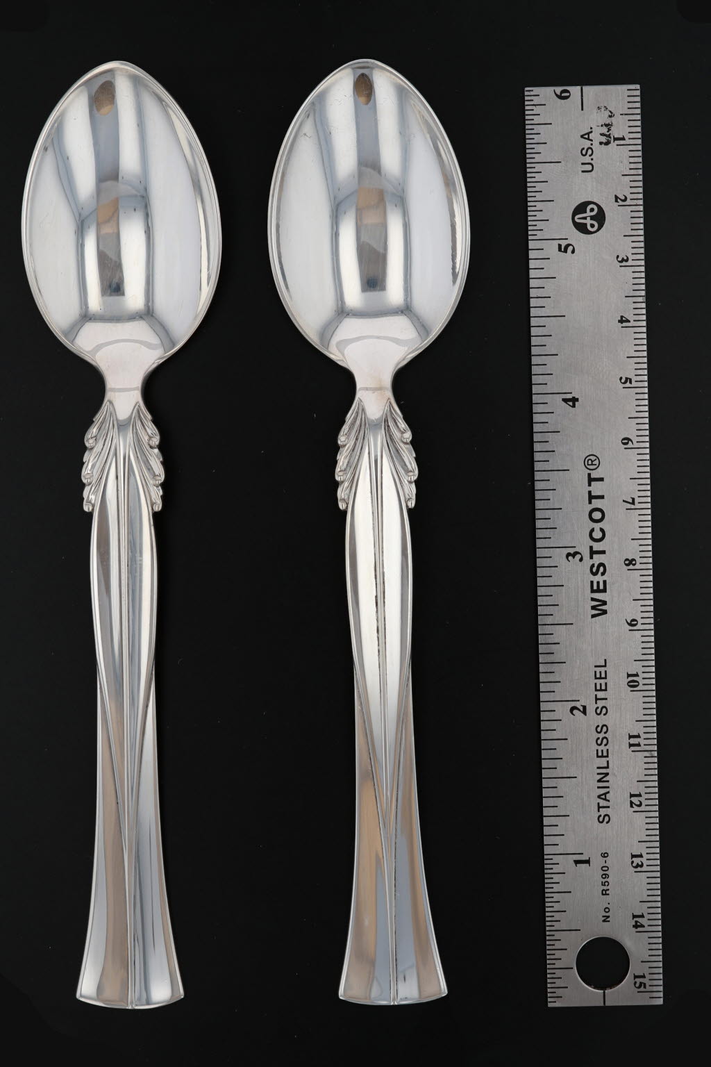 Black Frigast Queen Christina Tea Spoon Sterling Silver 6" Denmark Set of 2