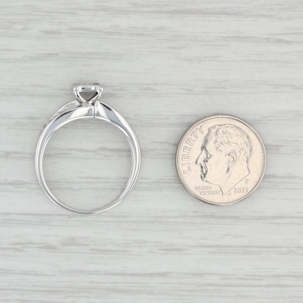 Light Gray 0.38ctw Princess Diamond Engagement Ring 10k White Gold Size 7.5