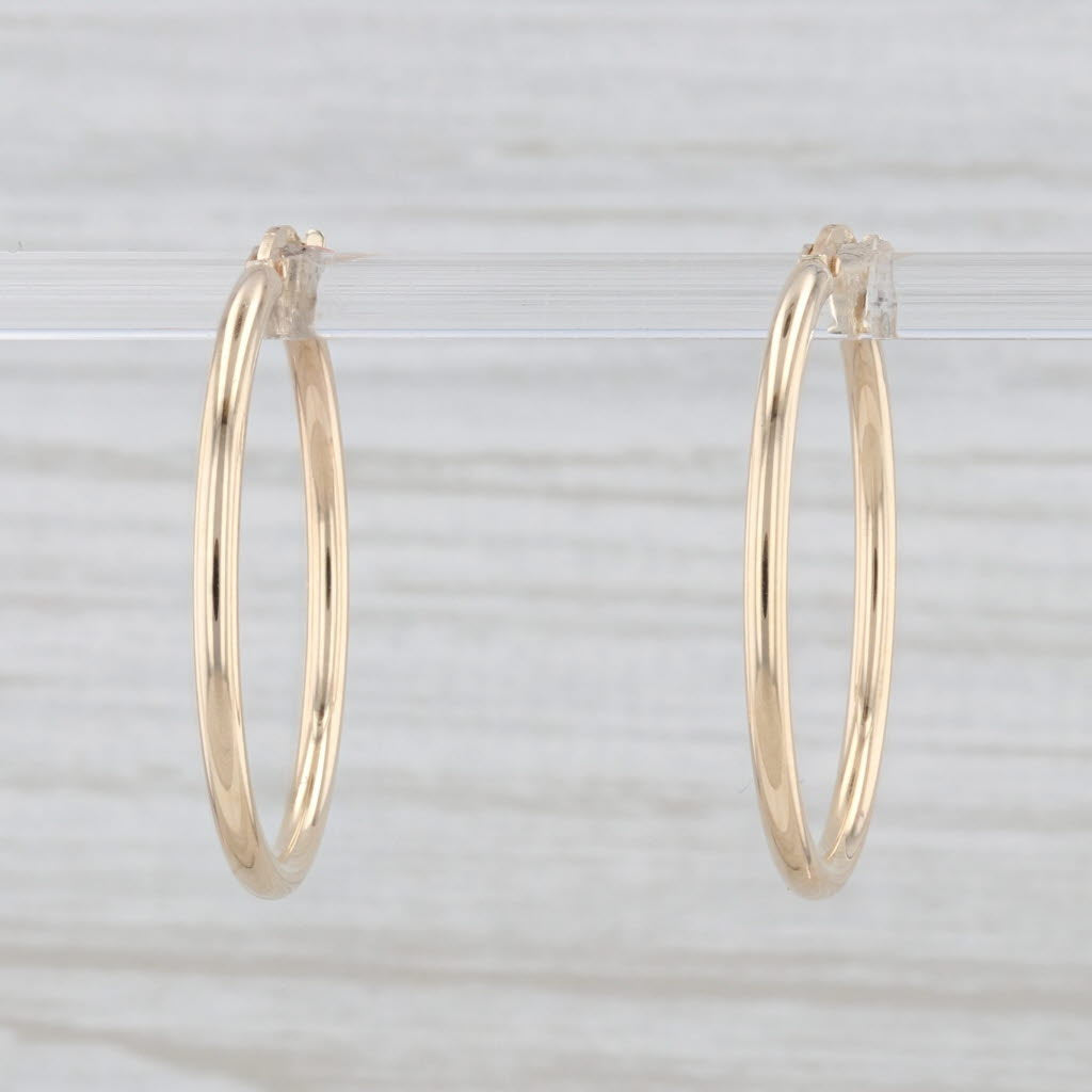 Light Gray New Hoop Earrings 14k Yellow Gold Snap Top Pierced 30mm x 2mm