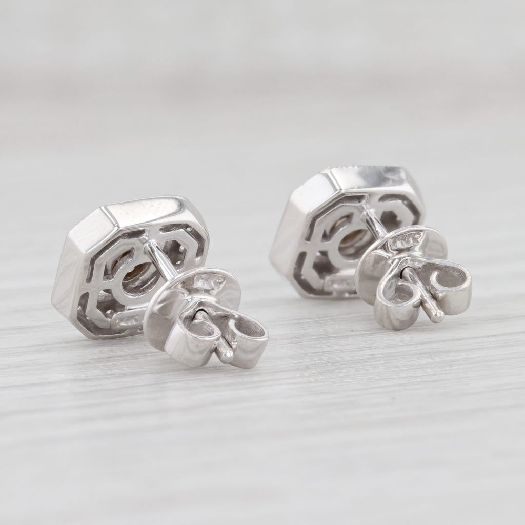 Light Gray Le Vian 0.76ctw Chocolate Diamond Halo Earrings 14k White Gold Pierced Studs