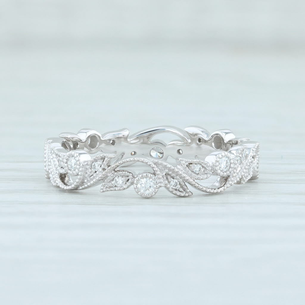 Light Gray New 0.19ctw Diamond Stackable Ring 14k White Gold Size 7 Wedding Eternity Band