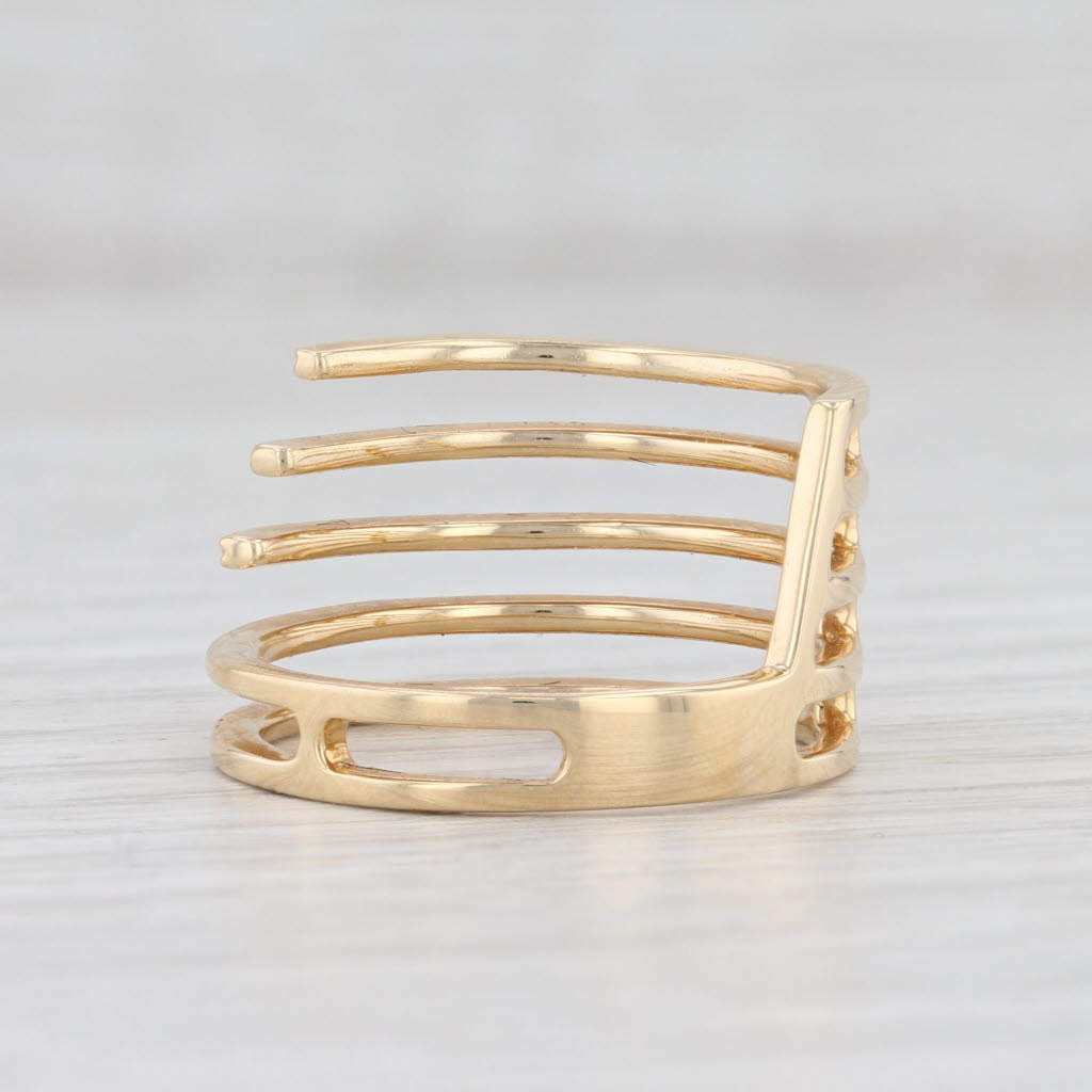 Light Gray New Layered Diamond Statement Ring 14k Yellow Gold Size 6.5 Stacking