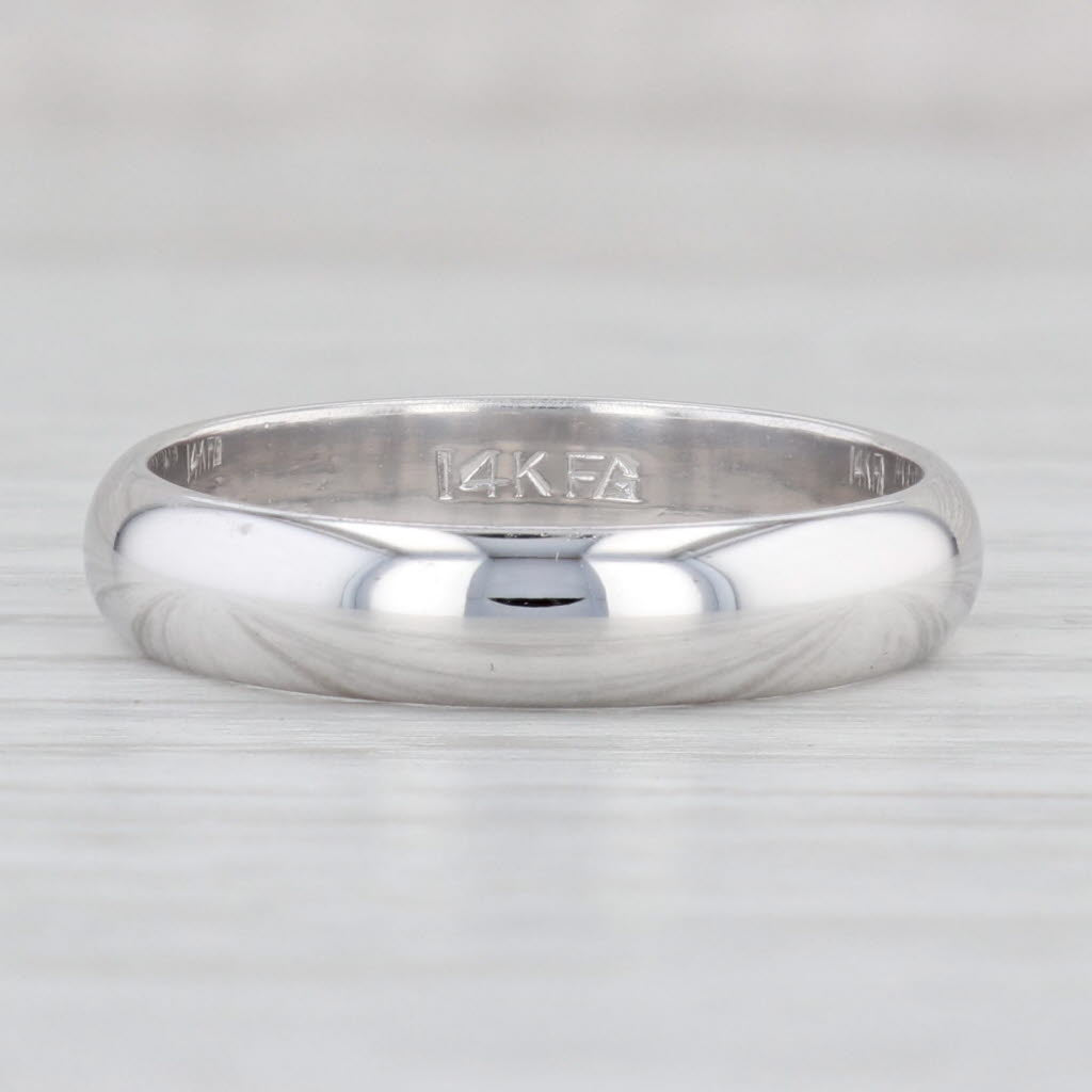 Light Gray Classic Men's Wedding Band 14k White Gold Size 10.5 Ring
