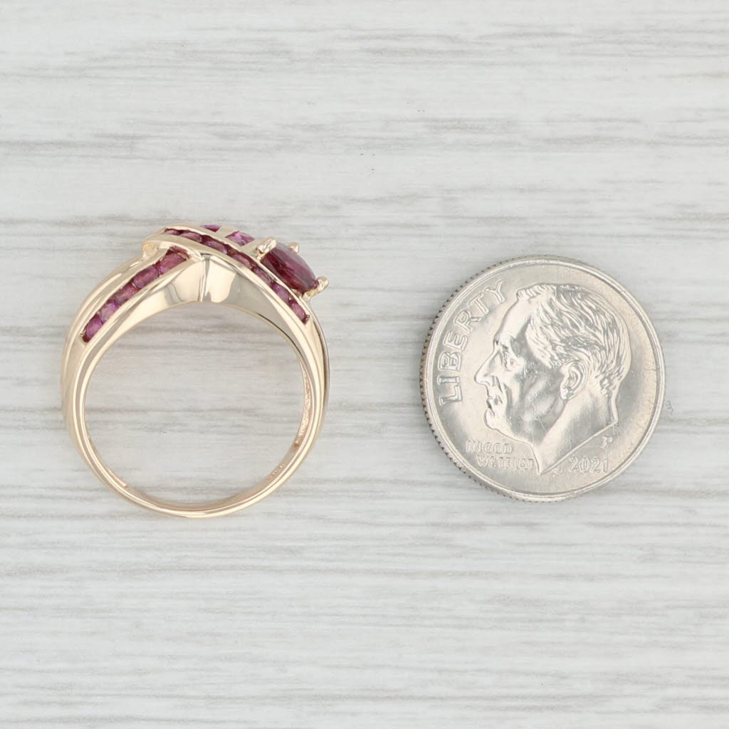 Light Gray 1.10ctw Pear Ruby Pink Sapphire Ring 14k Yellow Gold Size 5