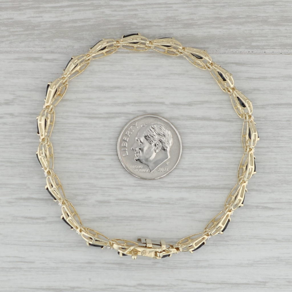 Gray 5.24ctw Lab Created Blue Sapphire Diamond Tennis Bracelet 10k Yellow Gold 6.75"