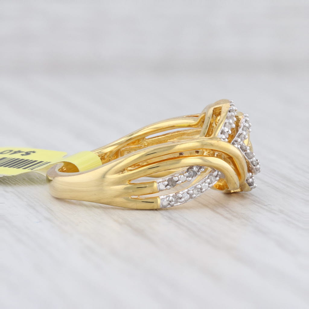 Light Gray New 0.25ctw Diamond Woven Knot Ring Sterling Silver Gold Vermeil Size 6.75