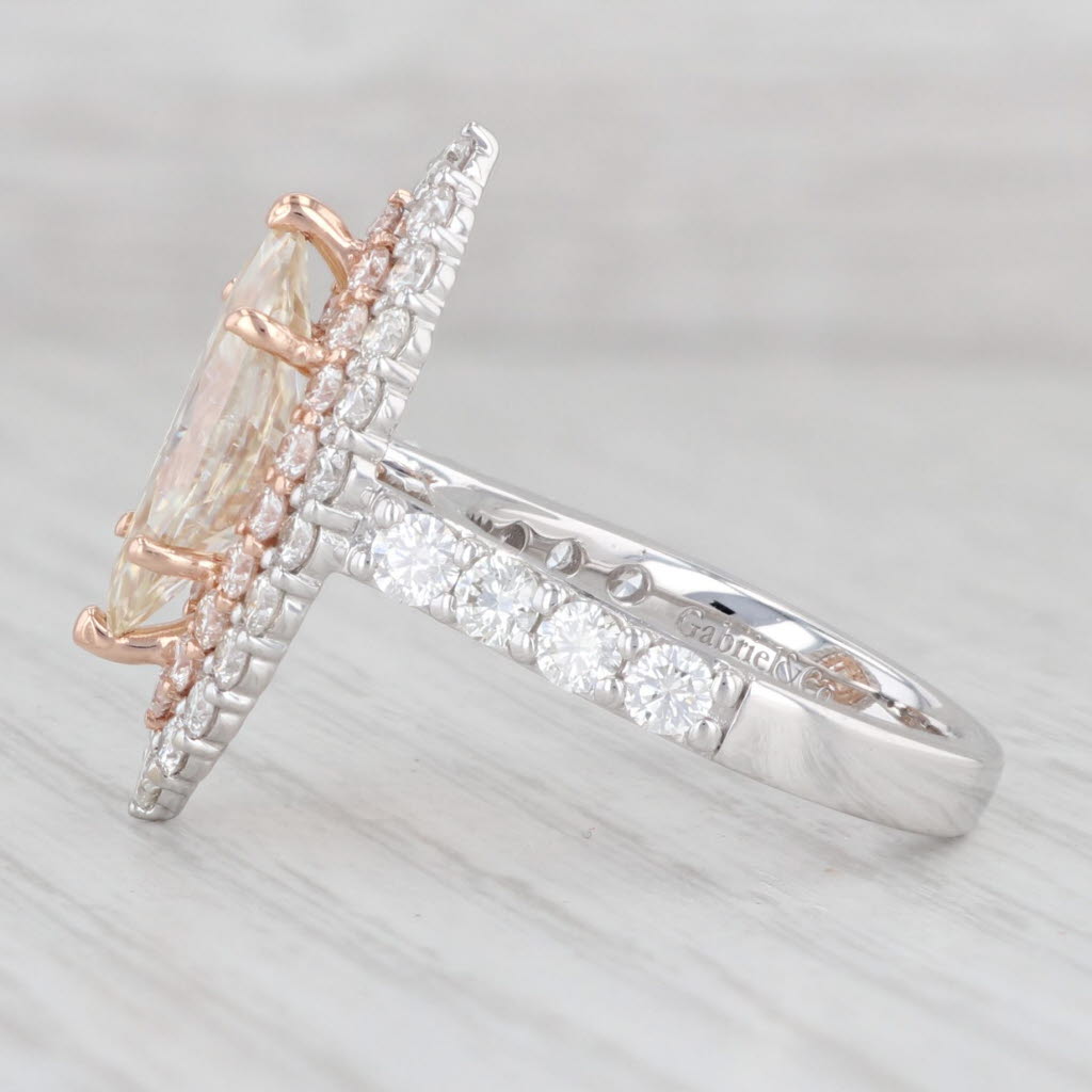 Light Gray Gabriel & Co 3.44ctw Moissanite Marquise Sapphire Diamond Halo Ring 14k Gold