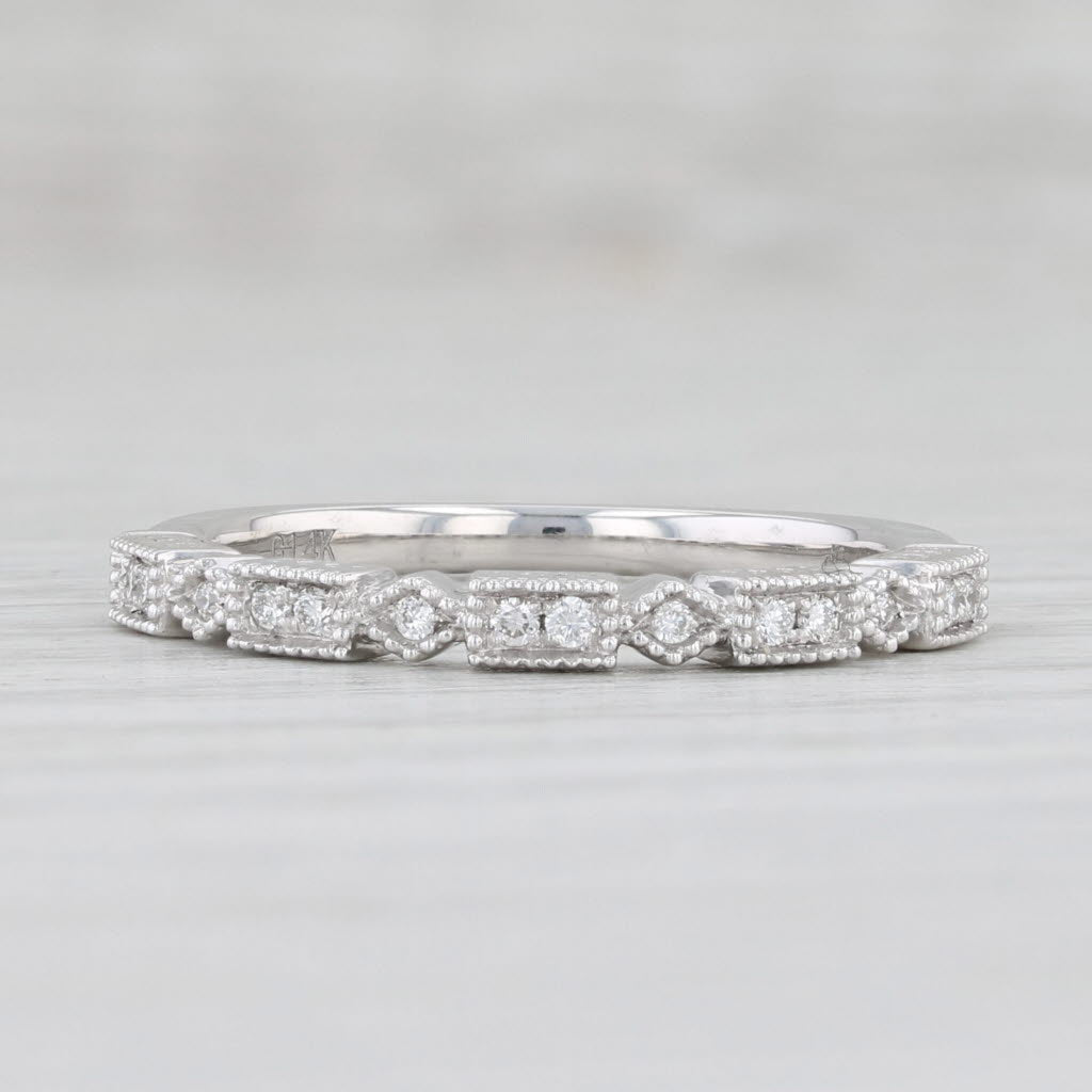 Light Gray New 0.10ctw Diamond Ring 14k White Gold Size 6.5 Stackable Wedding Band