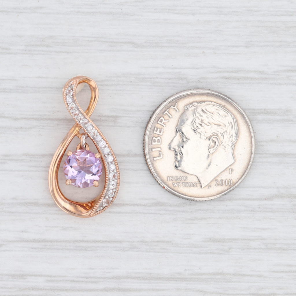 Light Gray New Floating Amethyst White Sapphire Figure 8 Pendant 14k Rose Gold