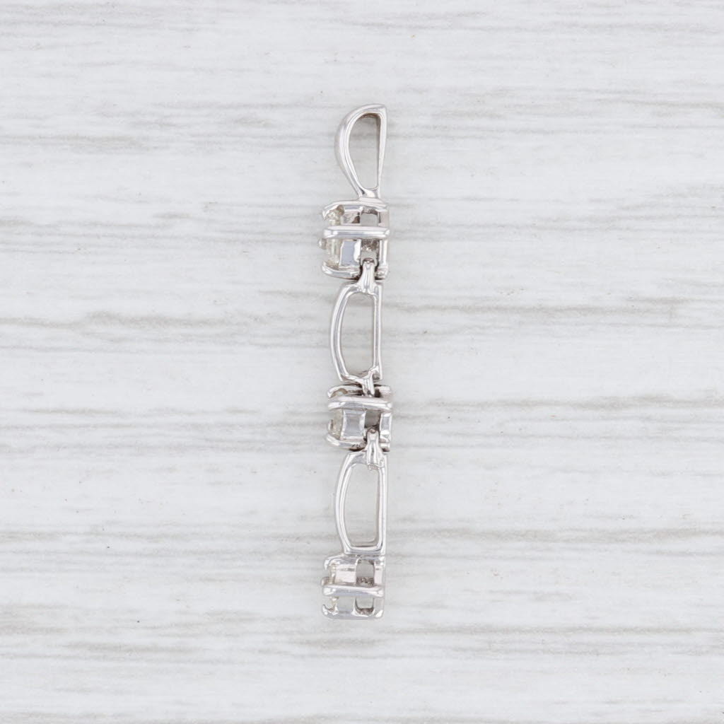 Light Gray New 0.25ctw Diamond Journey Pendant 14k White Gold 3-Stone Drop