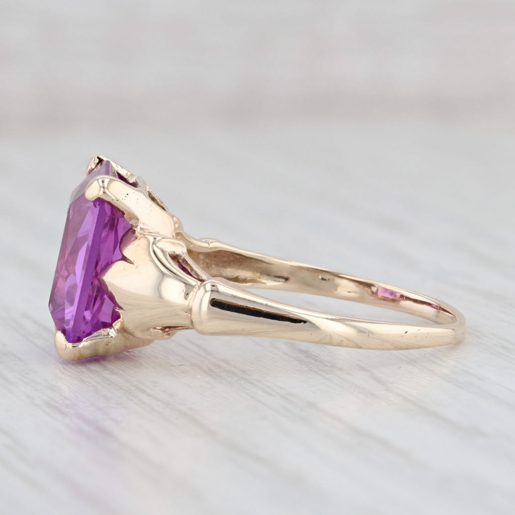 Light Gray 7.30ct Vintage Lab Created Purple Sapphire Solitaire Ring 10k Yellow Gold Sz 9.5