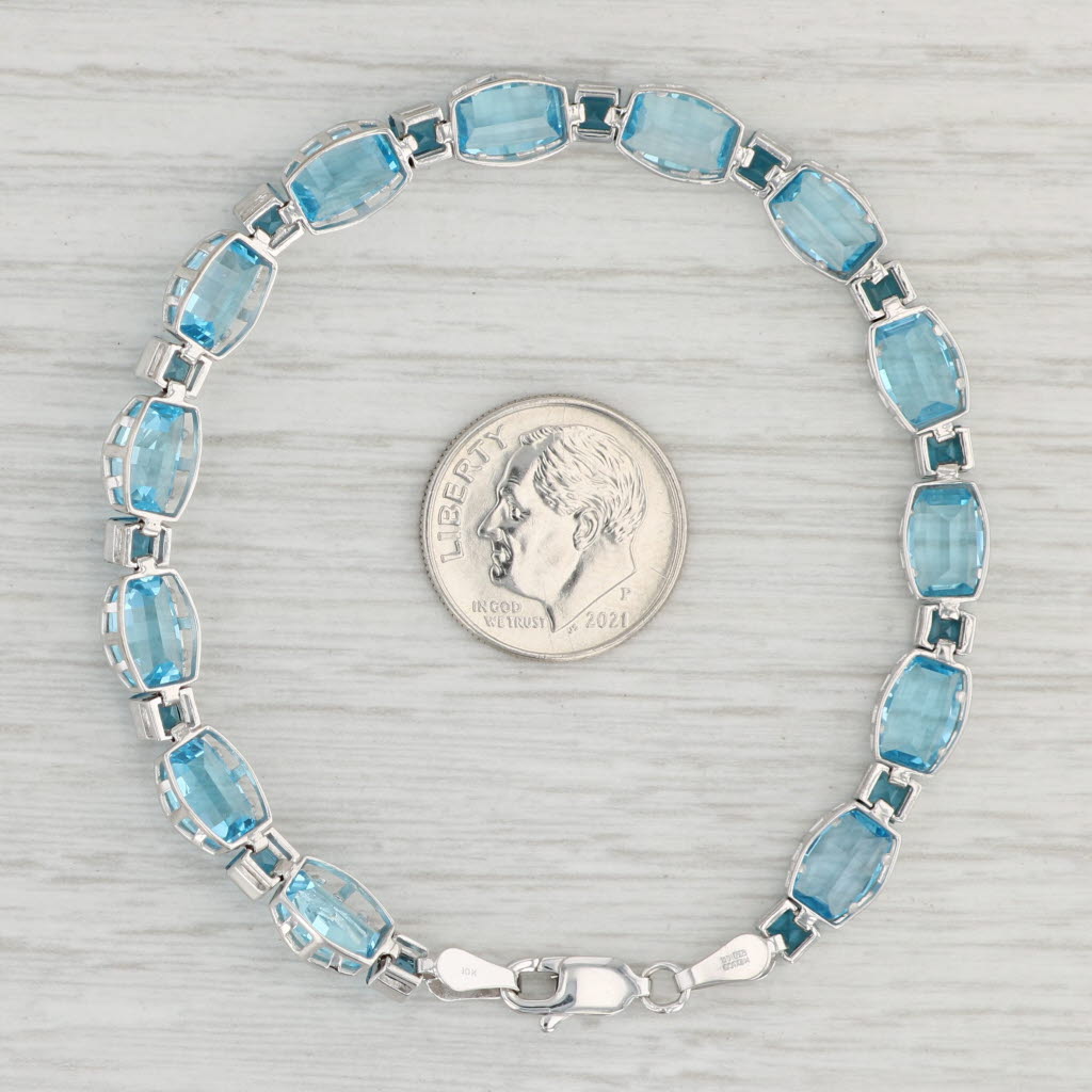 Light Gray New 15.80ctw Blue Topaz Tennis Bracelet 10k White Gold 6.75” 5.9mm