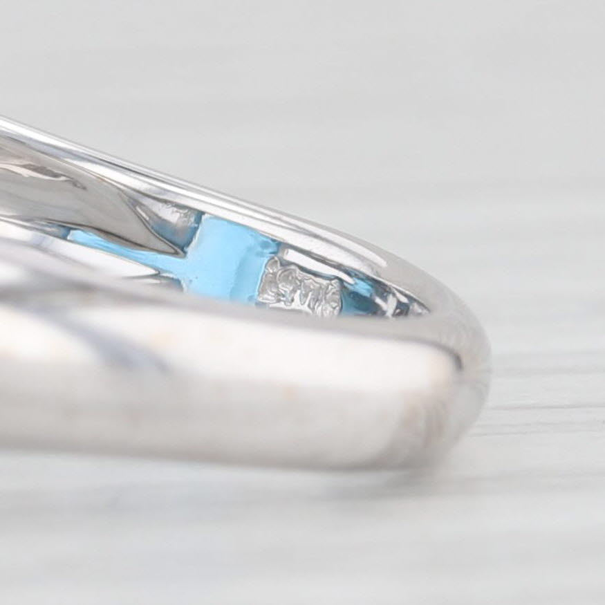Light Gray 6ctw Rectangle Blue Topaz Diamond Ring 14k White Gold Size 6.5