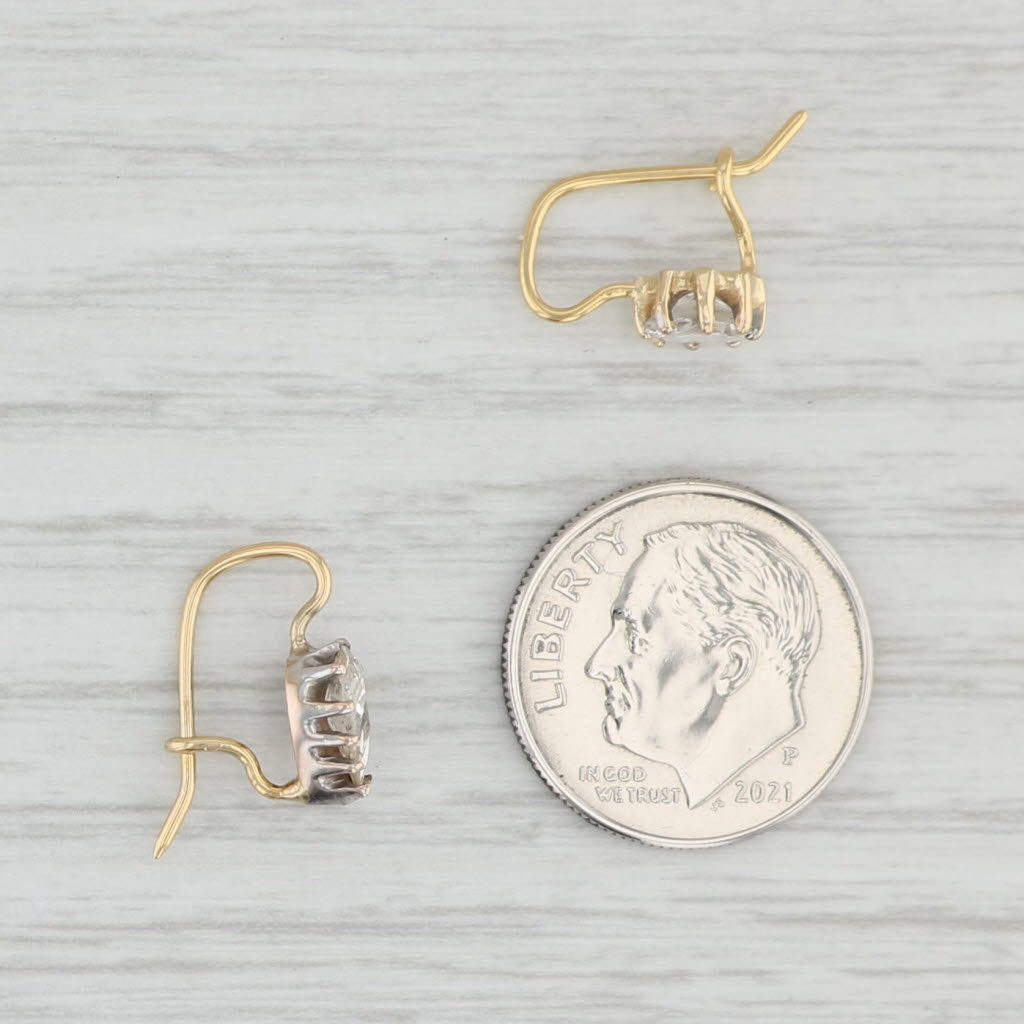 Light Gray 0.56ctw Oval Pear Diamond Custom Mismatched Drop Earrings 14k Gold