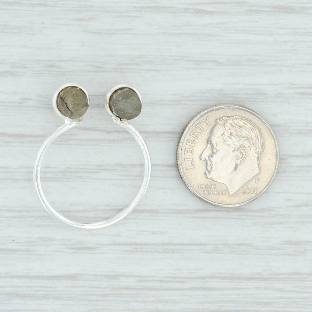 Light Gray New Gray Labradorite Ring Sterling Silver Adjustable Size Handmade