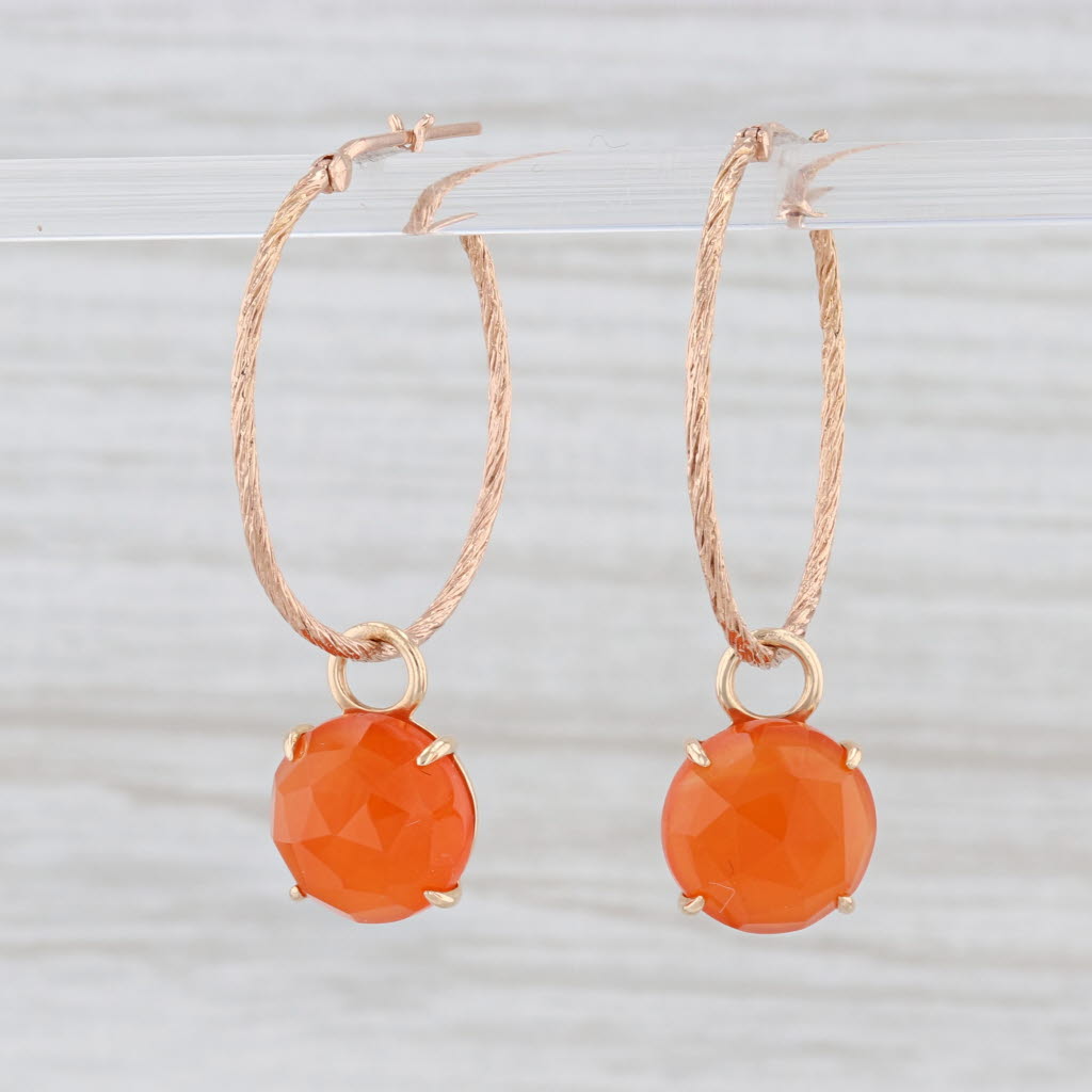 Light Gray New Nina Nguyen Hoop Earrings 18k Yellow Gold Carnelian Charms Round Hoops