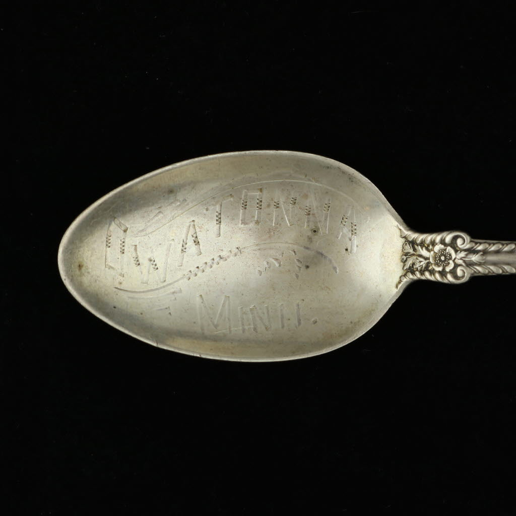 Dark Gray Vintage Minnesota Souvenir Spoons Sterling Silver Floral Gorham Demitasse Spoons