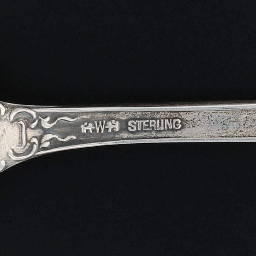 Black Vintage Mason City Iowa Souvenir Spoon Sterling Silver Wendell Floral