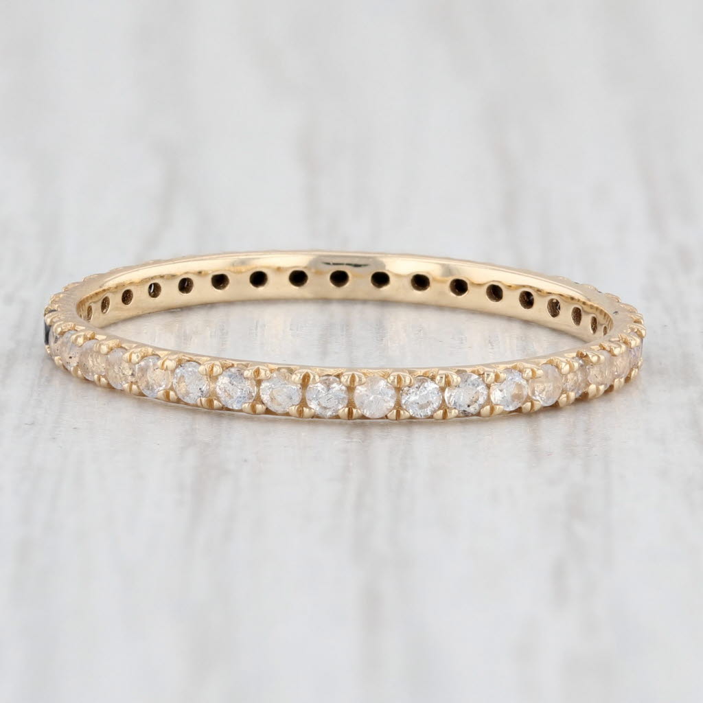 Light Gray New 0.30ctw Black Spinel White Labradorite Eternity Band 14k Gold Stackable Ring
