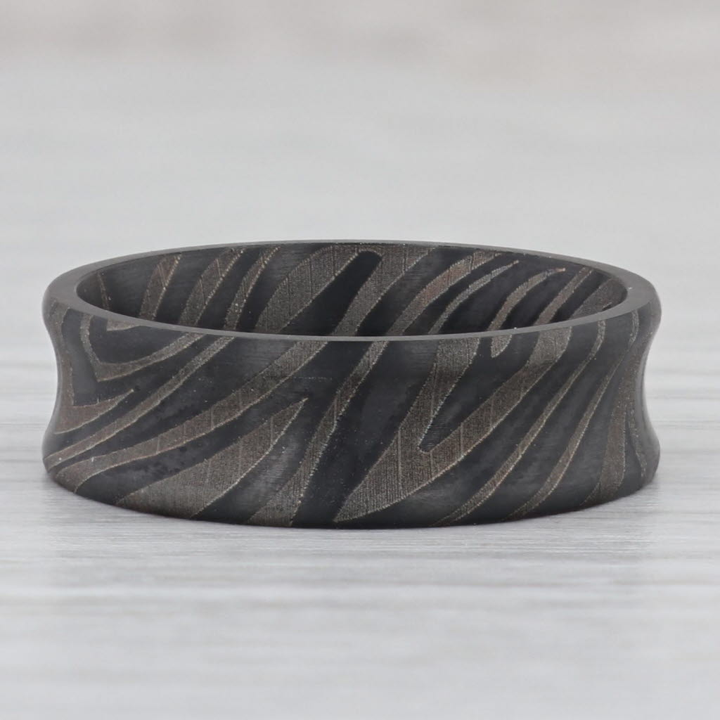 Dark Slate Gray New 2-Toned Patterned Black Titanium Ring Size 10 Men's Wedding Band