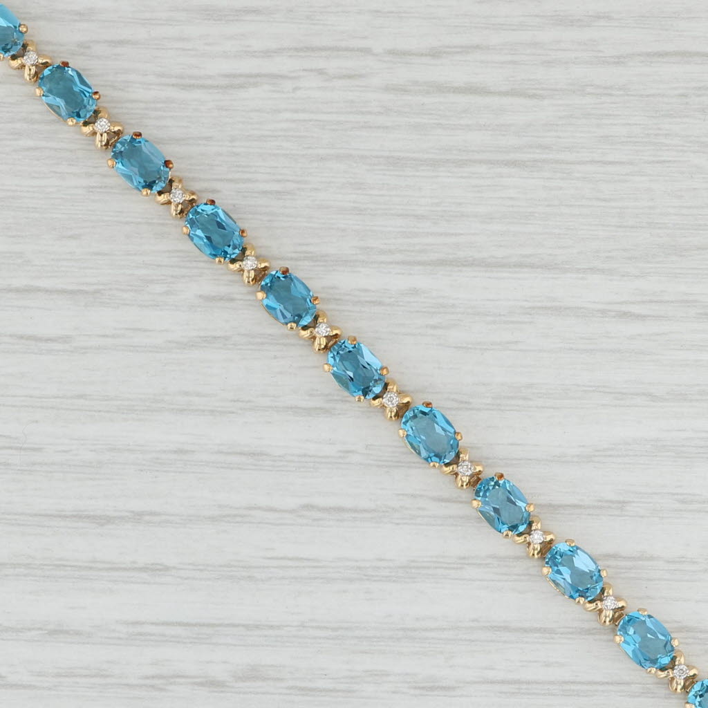Light Gray 17.06ctw London Blue Topaz Diamond Tennis Bracelet 14k Yellow Gold 7.25" 5.1mm